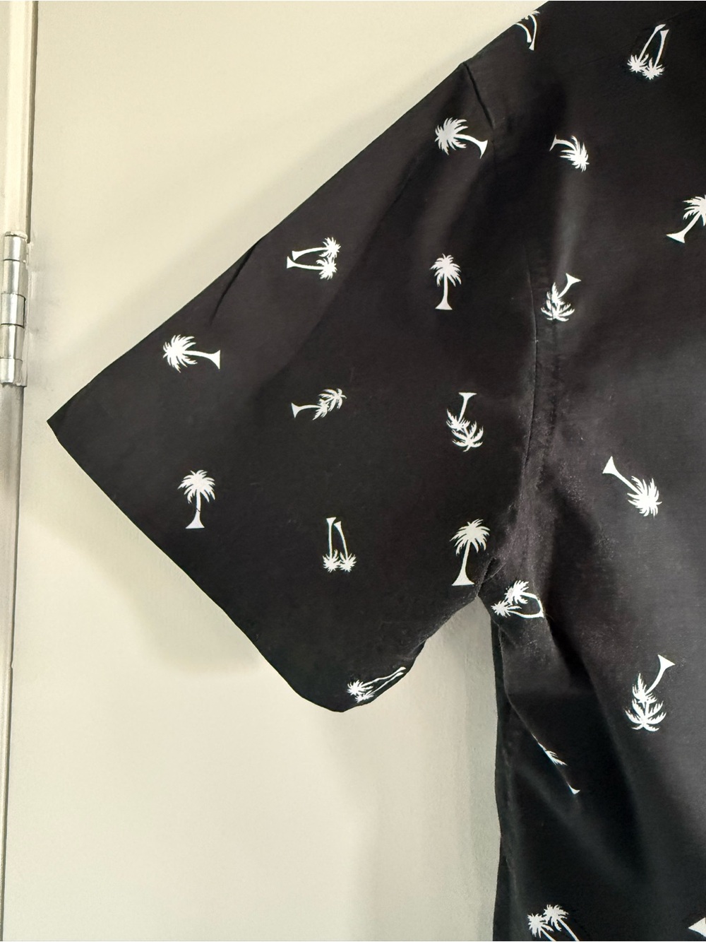 Lokai Black Short-Sleeve Button-Down Shirt with White Palm Motif - Picture 2 of 3